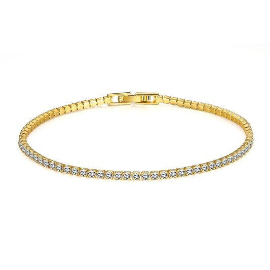 Sterling 925 Silber Schmuck 16 cm bis 19 cm Tennisarmband 2 mm Zirkonia Jubiläumsgeschenk Echtes Sterling Silber Armband