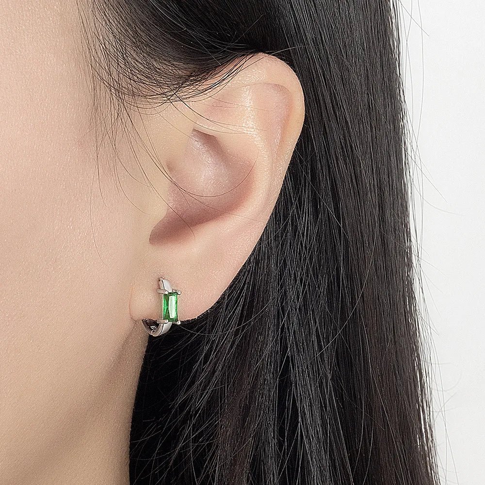 Ohrstecker aus 925er-Sterlingsilber, quadratisch, grüner Zirkon, Hochzeit, für Damen und Herren, Piercing, Luxus-Schmuck, Accessoires, Großhandel