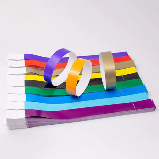 100 Stück Armbänder aus synthetischem Papier, Einweg-wasserdichte Handgelenkschlaufe, Event-Identifikationsarmbänder, abnehmbares Armbandband