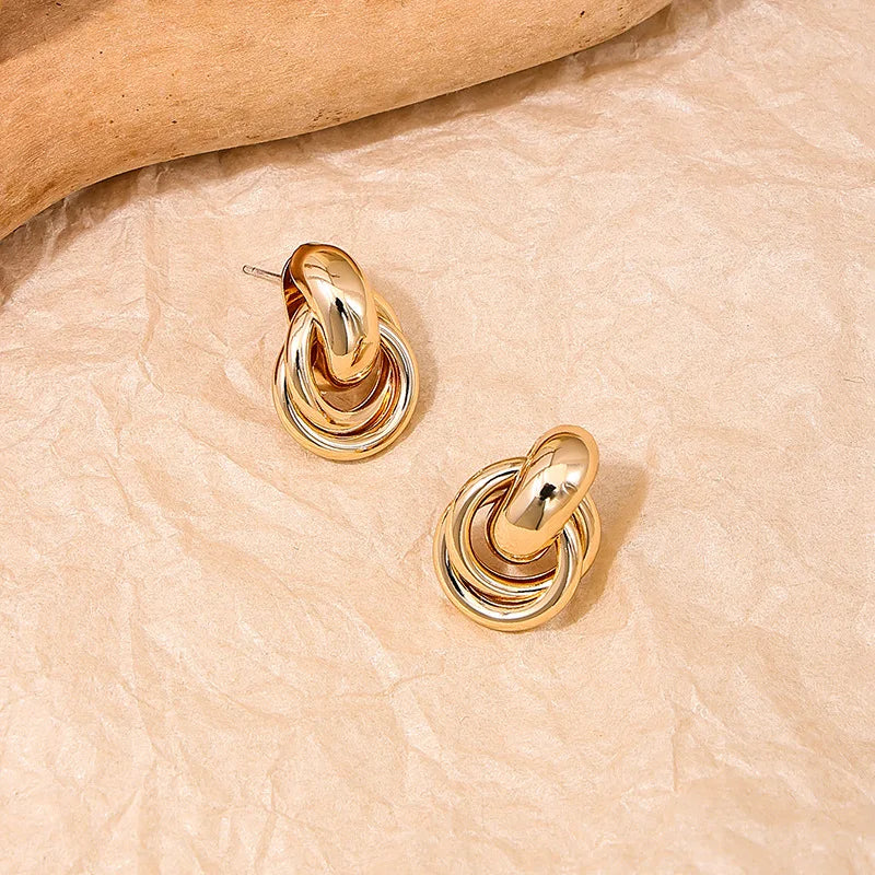 Gold Silber Farbe Knoten Creolen Für Frauen Glänzende Beschichtung Trendy Ohrring Stud Nette Täglichen Verschleiß Schmuck