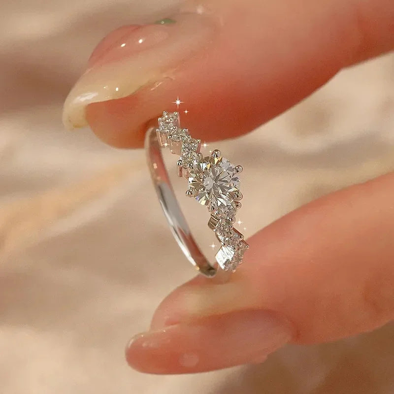 Stern-Verlobungsringe für Frauen, Edelstahl-Ring, Zertifikat, Versprechen, Hochzeitsschmuck, Bague Acier, Inoxydables, Femme Itt