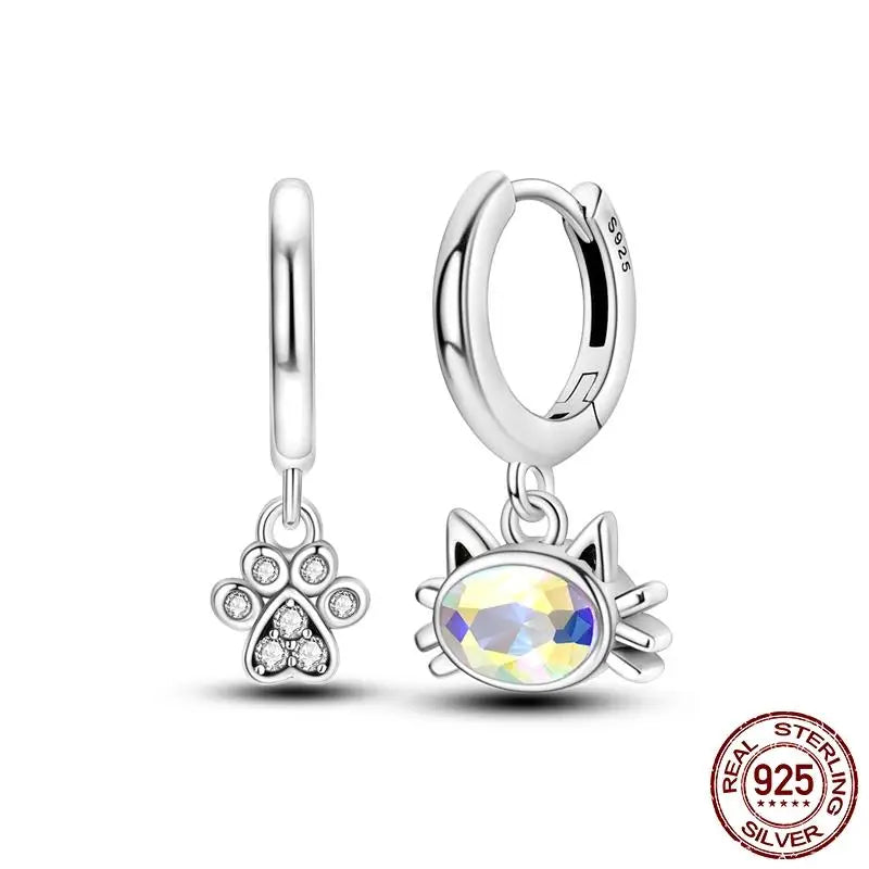 Leuchtende Muschel-Ohrringe für Damen, Original-Ohrringe aus 925er-Sterlingsilber, Pavé-CZ-Stern, Mond, Creolen, Verlobung, Hochzeit, Schmuck