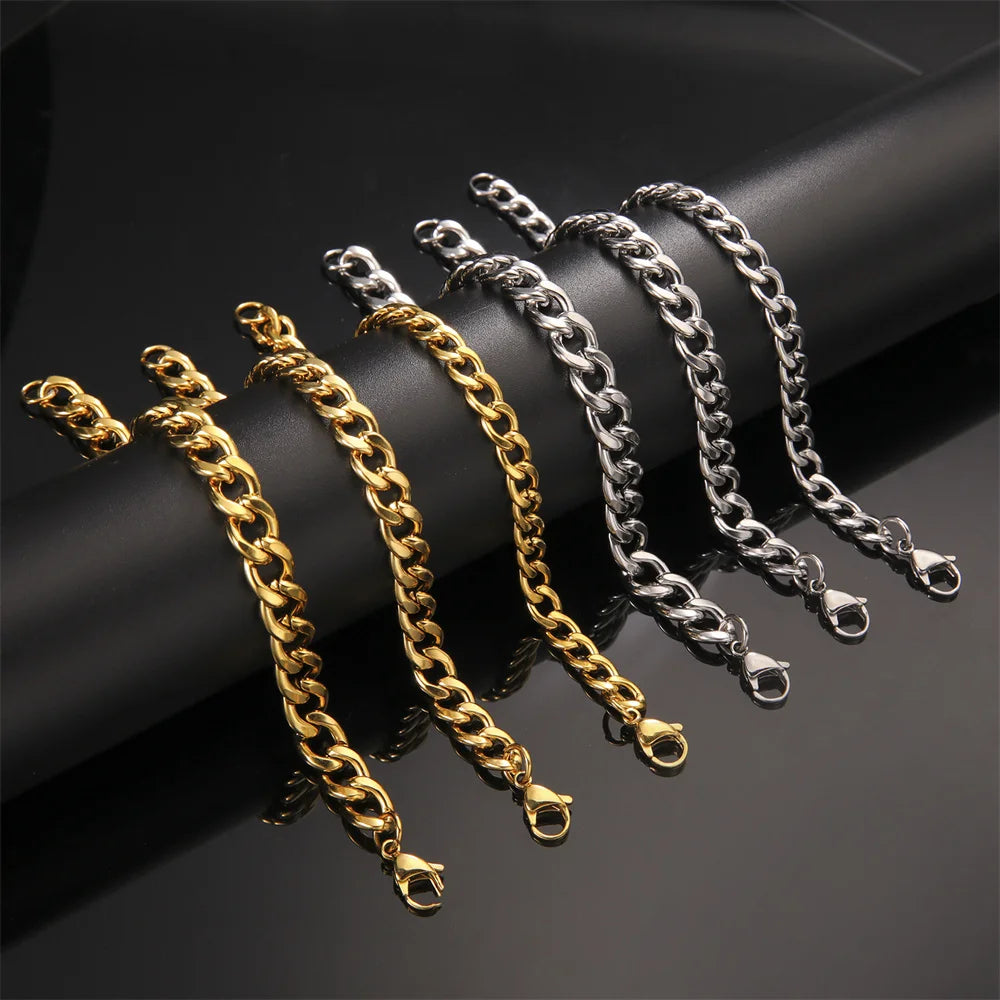 My Shape Mode kubanische Kette Männer Armband Edelstahl 3//9mm Breite Kette Armbänder Figaro Kette Junge Handgelenk Schmuck Paar