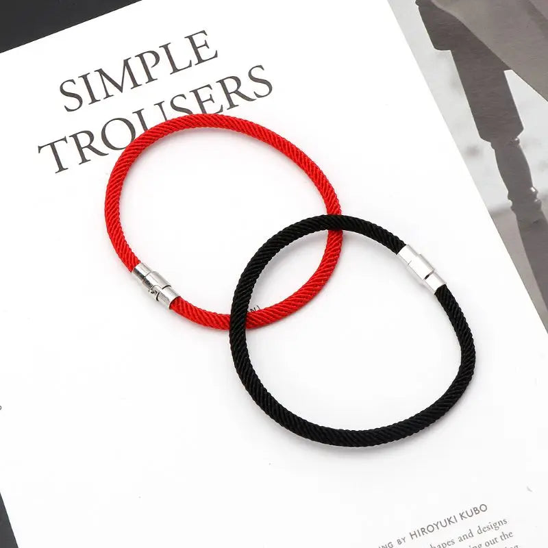 Glück Rot Schwarz Geflochtene String Armband Magnet Verschluss Armband Hand Seil Armband Schmuck Dekoration Geschenk für Frauen Männer