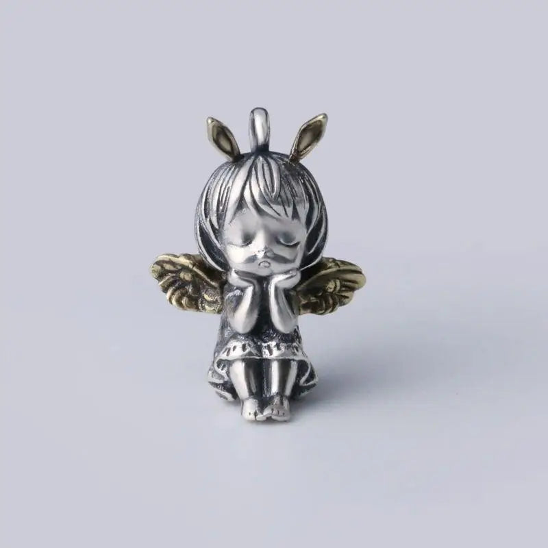 Versilberte Anime Mecha Schönes Mädchen Mädchen Anhänger Halskette Männer und Frauen Hip-Hop Rock Punk Trendy Schmuck Geschenk