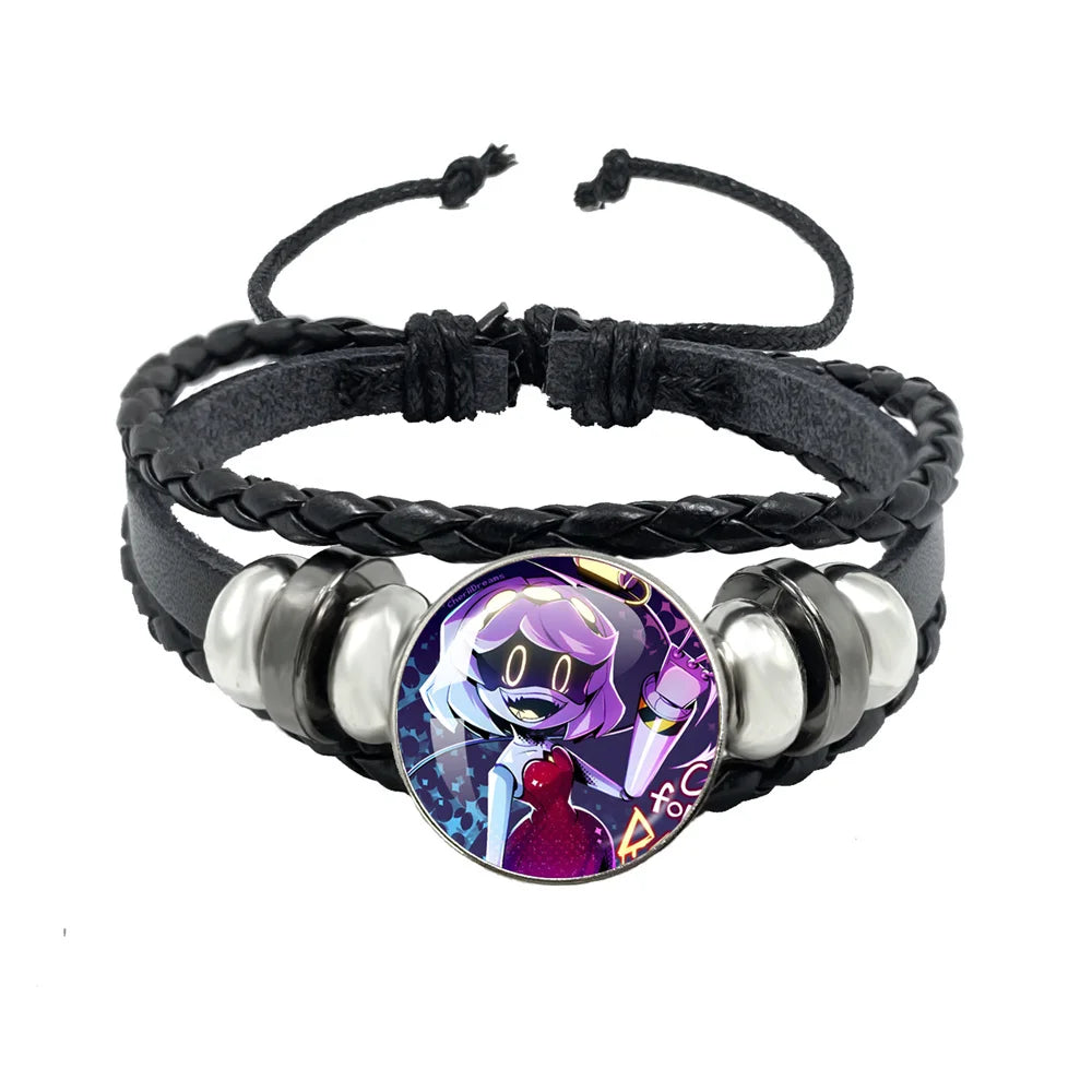 Murder Drone Uzi x N Cartoon Cabochon V Fan Art Armbänder Kunst verstellbares Lederseil Armband Armreifen handgefertigte Schmuckgeschenke