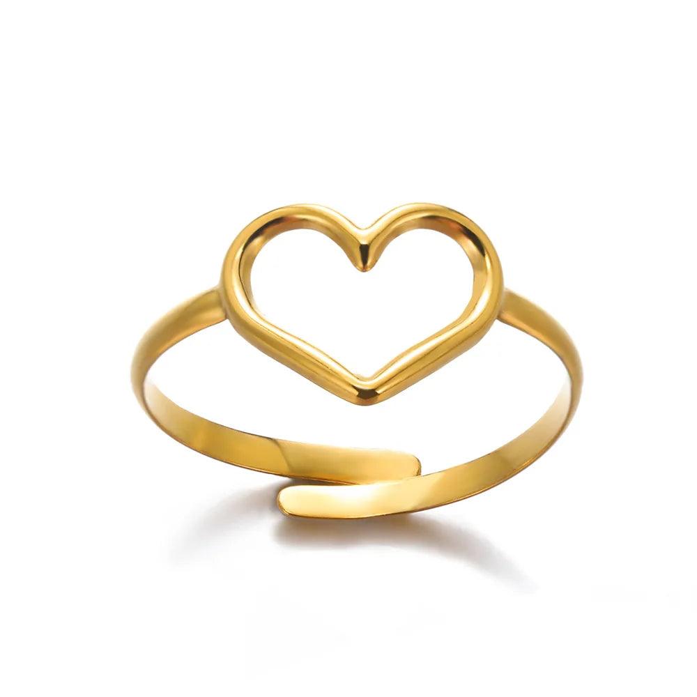 Minimalistische Textur Edelstahl Geometrische Ringe für Frauen Gold Farbe Öffnung Paar Ring Ästhetische Hochzeit Weihnachten Schmuck