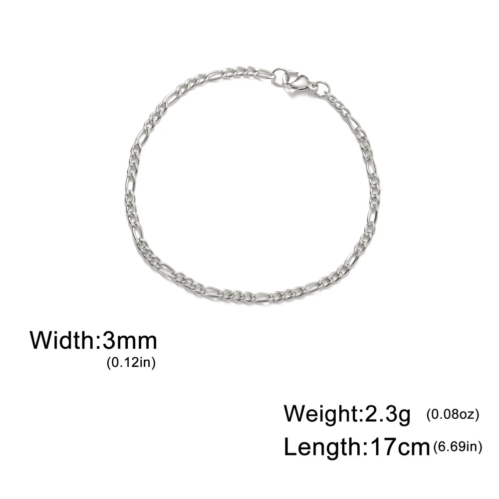 My Shape Mode kubanische Kette Männer Armband Edelstahl 3//9mm Breite Kette Armbänder Figaro Kette Junge Handgelenk Schmuck Paar