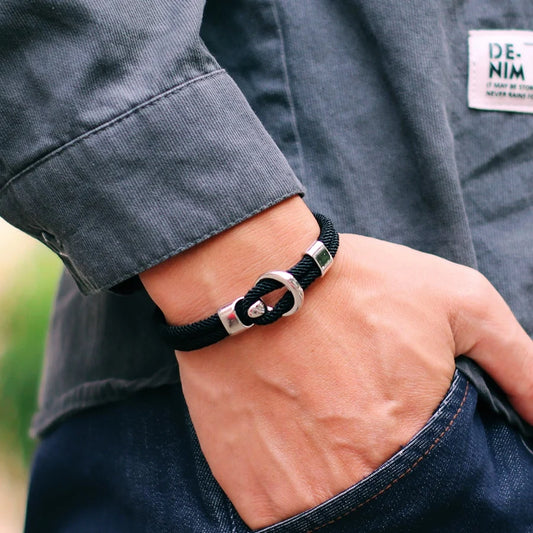 Noter Hiphop Herrenarmband mit Seil, doppellagig, einfacher Haken, nautisches Armband, Homme, Geschenk für Ehemann, Freizeit, Pulseira-Zubehör