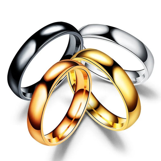Einfache 4mm 6mm Titan Ring Frauen Männer Verhindern Allergie Hochglanzpoliert Hochzeit Ringe Edelstahl Paar Finger Schmuck geschenke