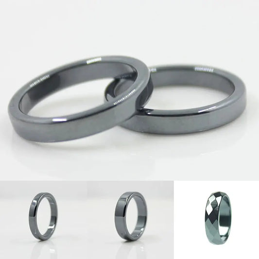 1pc natürliche Hämatit Steinringe für Frauen Männer Mode flache einfache Ring Paar Schmuck Geschenk Hochzeit Weihnachten Liebhaber Ringe
