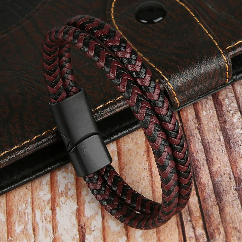2025 NEUE Echtes Leder Armbänder & Armreifen für Männer Frauen Doppel Schicht Leder Seil Armband Handgemachten Schmuck Homme Pulseras