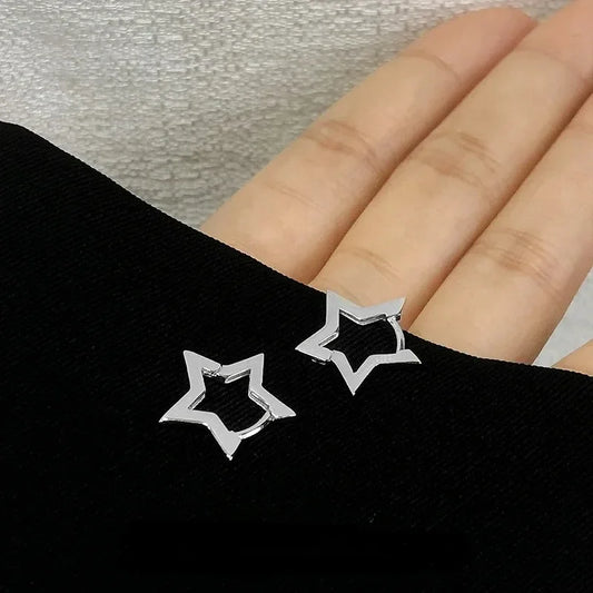 Geometrische Sterne Ohrringe für Frauen Edelstahl Stern Creolen Mädchen Schmuck Geschenk Charme hypoallergene Accessoires