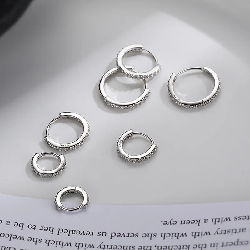 100 % echtes 925er Sterlingsilber, minimalistische böhmische runde Ohrschnalle für Frauen, Punk, Unisex, Rock-Creolen, Schmuckzubehör