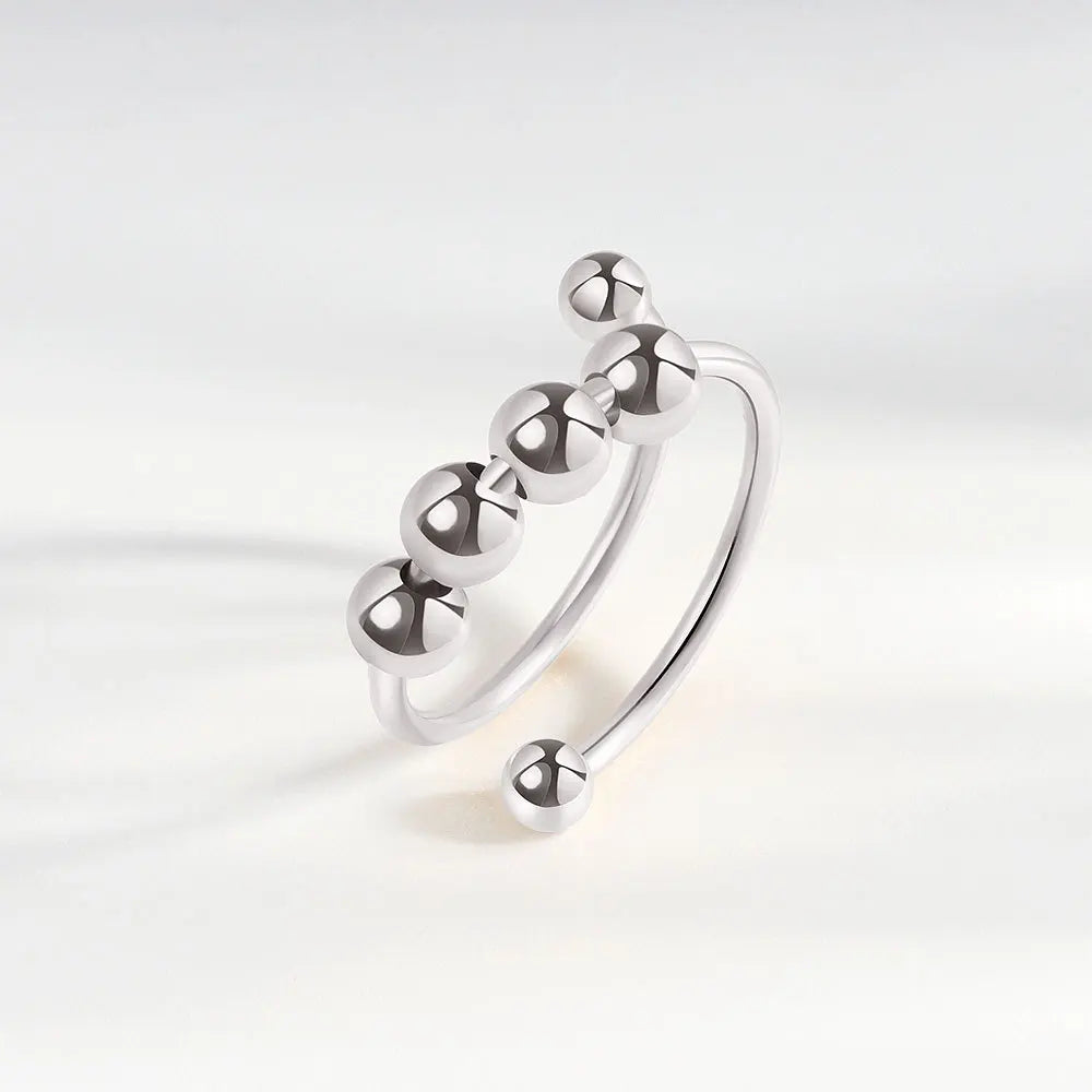 Stress Relief Runde Perlen Knuckle Ringe Für Frauen Frei Drehen Rotierenden Angst Fidget Spinner Twisted Ring Anillos Ajustables