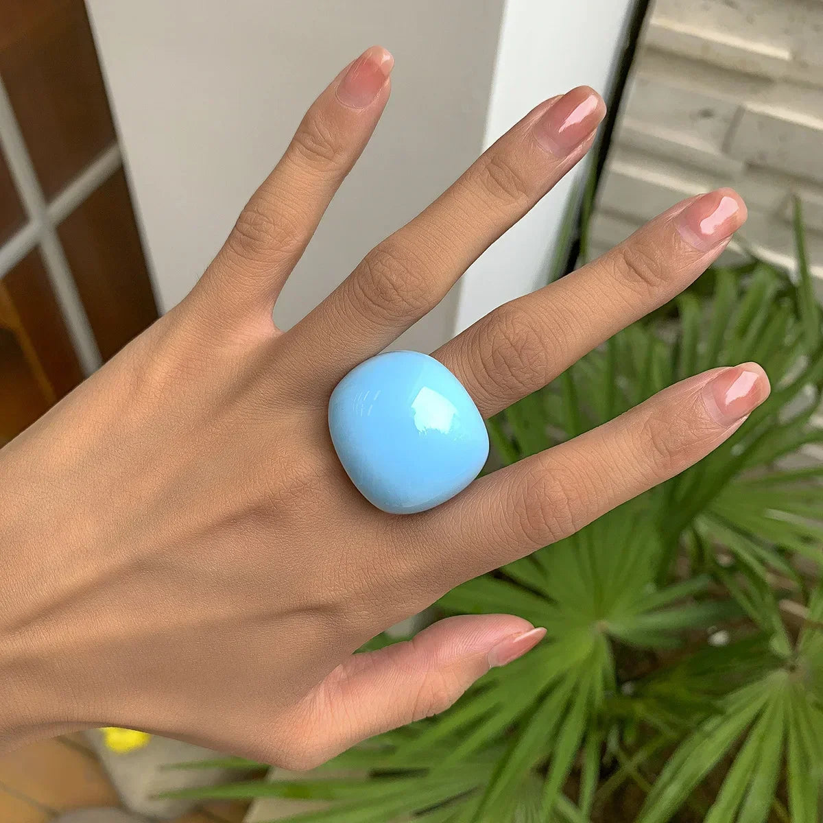 Persönlichkeit Candy Farbe Große Ringe Acryl Geometrische Chunky Ring Mode Frauen Charme Bunte Regenbogen Harz Knuckle Finger Ringe