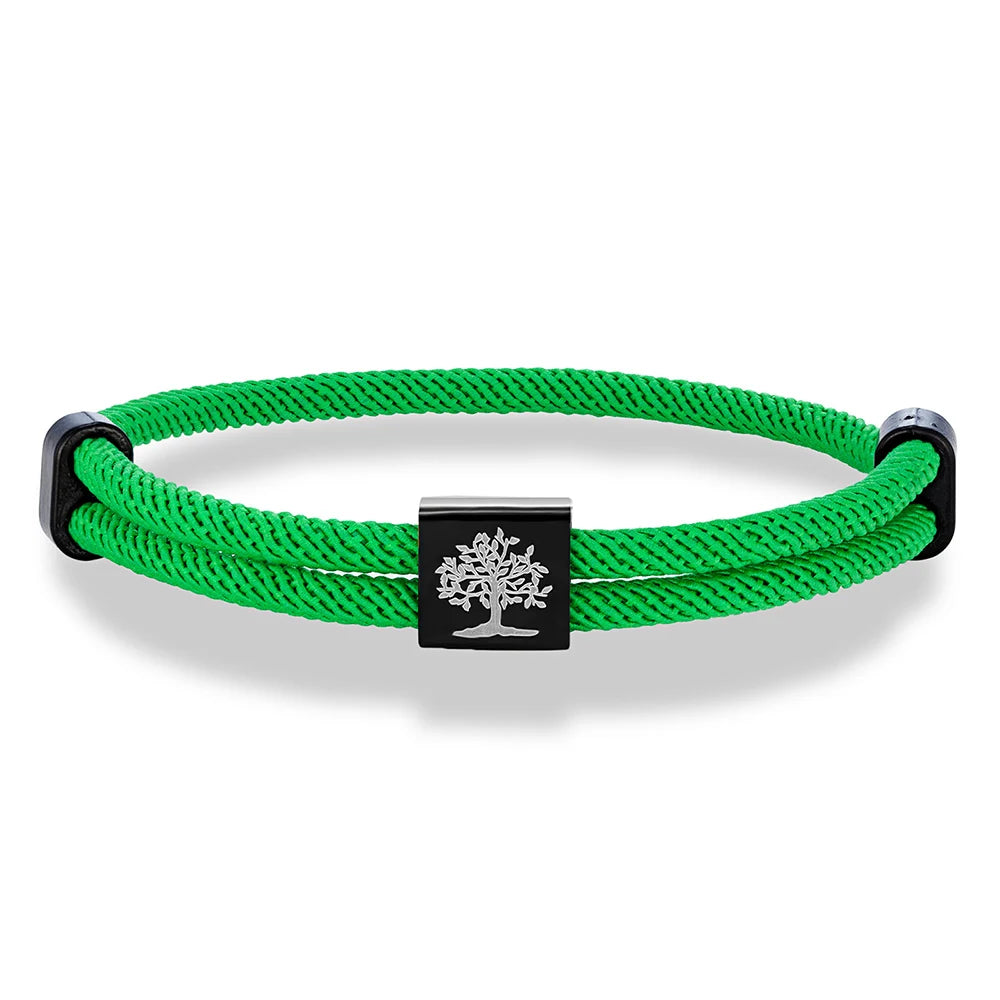 MKENDN Handgefertigtes marineblaues geflochtenes Seilarmband aus Edelstahl. Der Baum des Lebens, quadratische Armbänder für Männer und Frauen, Paarschmuck