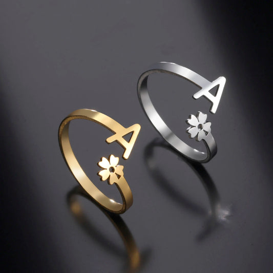 Kkjoy Mode Edelstahl Gold Farbe Initial A-Z Buchstaben Ringe Für Frauen Party Jahrestag Hochzeit Geschenk Schmuck Großhandel
