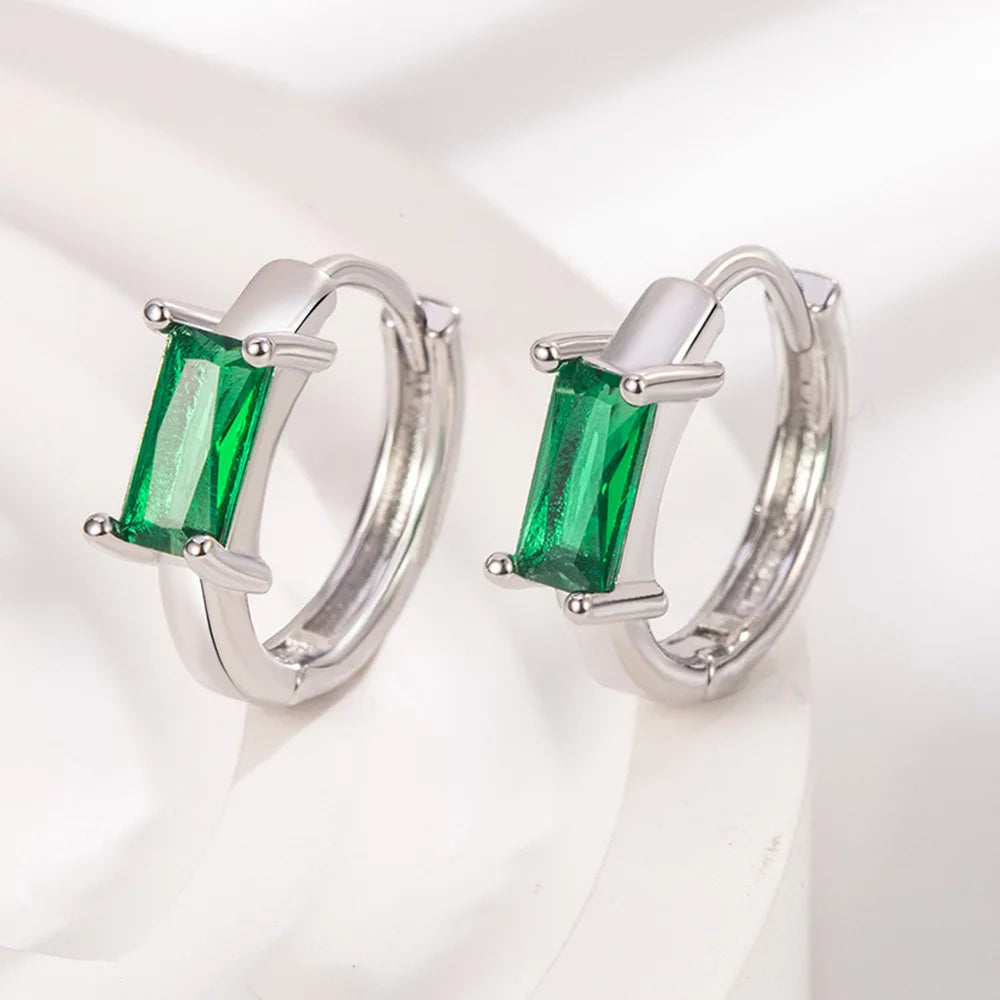 Ohrstecker aus 925er-Sterlingsilber, quadratisch, grüner Zirkon, Hochzeit, für Damen und Herren, Piercing, Luxus-Schmuck, Accessoires, Großhandel