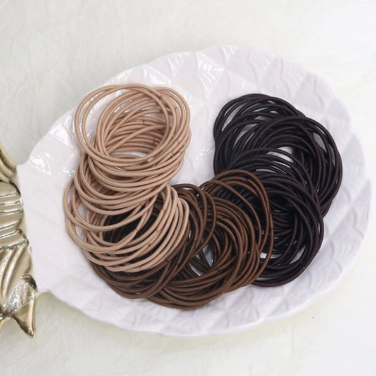 100 Teile/satz Haargummis Elastische Gummibänder für Frauen Männer Dünne Haar Gummibänder Pferdeschwanz Scrunchies Haar Zubehör für Frauen