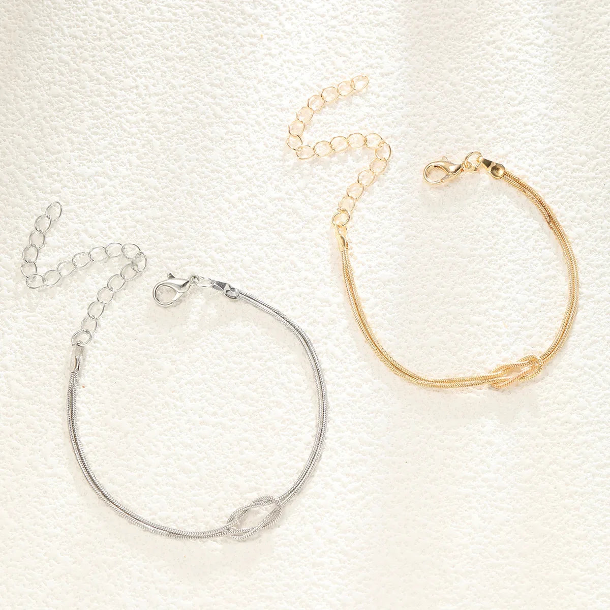 Lats einfache Metall handgemachte Knoten Paar Armband für Frauen Männer Gold Silber Farbe Valentinstag Modeschmuck Geschenke