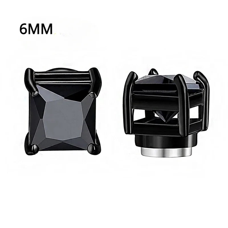 6-teiliges Set, Kristall, starke magnetische Ohrstecker-Clip-Ohrringe für Männer und Frauen, Punk, runde Zirkon-Magnet-Ohrringe, nicht durchdringender Schmuck