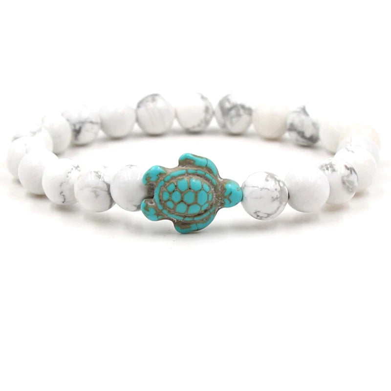 Neue Meeresschildkröte Perlen Armbänder Für Frauen Männer Klassische 14 Farben Naturstein Elastische Freundschaft Armband Strand Schmuck Geschenke