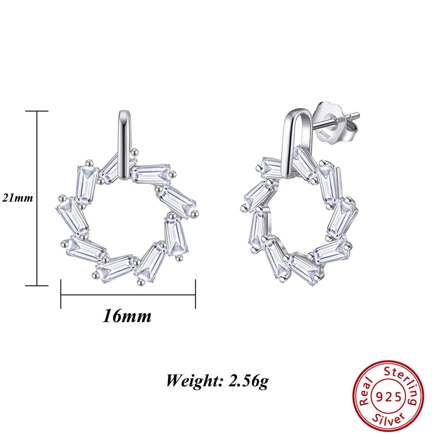 ORSA JEWELS Creolen aus 925er-Sterlingsilber mit quadratischem Zirkonia-Ornament, floraler Stil, Tropfenohrring, Schmuck, Freizeitkleidung, APE134