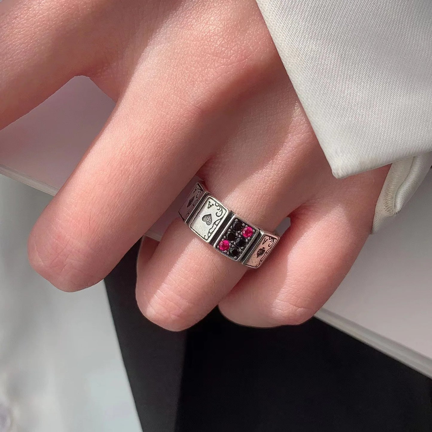 Mode Öffnung Ringe für Frauen Männer Spielkarte Finger Edelstahl Glück Poker Ring Party Mode Schmuck Geschenke Zubehör