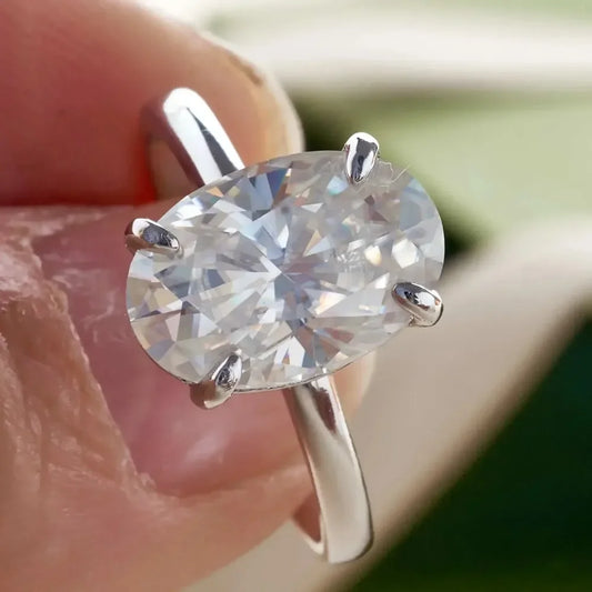 2025, modische, luxuriöse, ovale Original-Edelstahlringe für Frauen, Verlobungsgeschenk, Vorschlag, Schmuck, Braut, Hochzeit