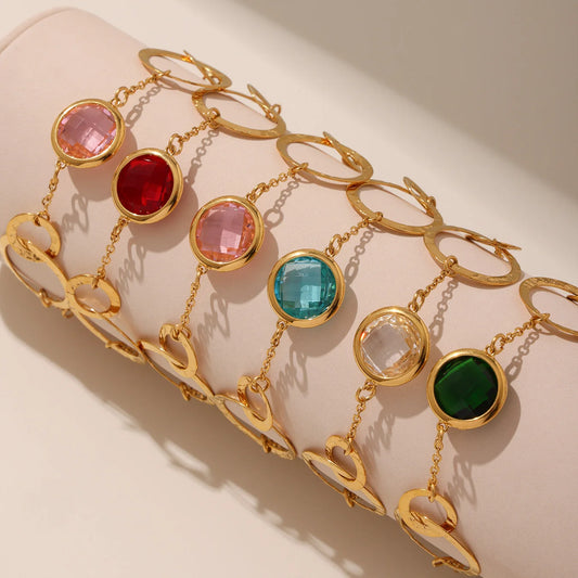 Nivora Kreative Hohle Runde Kette Armband Für Frauen Edelstahl Bunte Glas Charme Armbänder, Verlobung, Hochzeit Schmuck