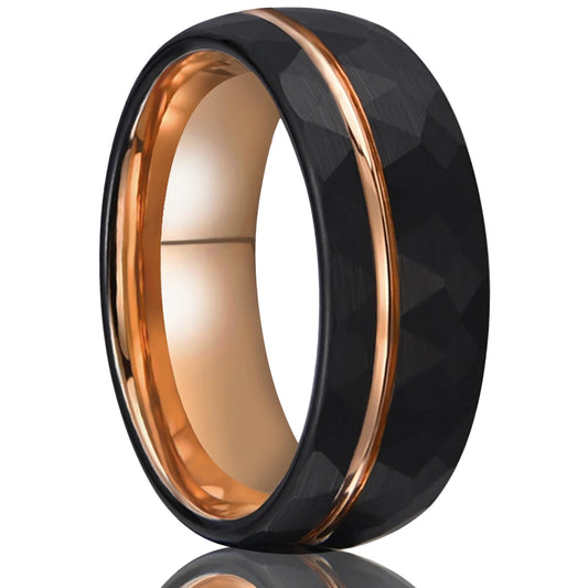 Schwarzer Wolfram karbid ring Luxus paar Ehering 8mm gehämmert bequem zu tragen Jubiläums geschenk für Sie