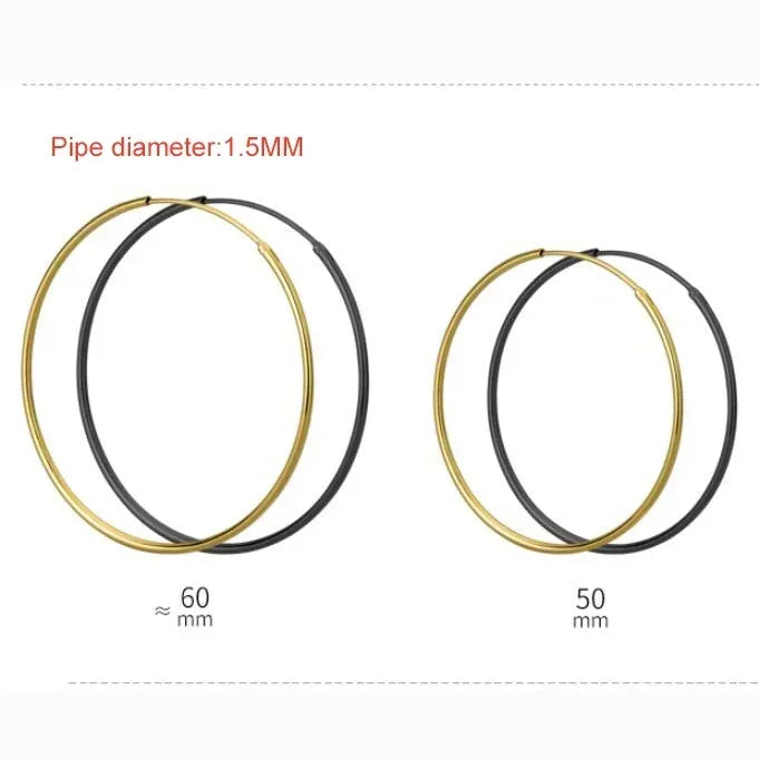 Echtes 925er-Sterlingsilber, 1,2/1,5 mm Drahtdurchmesser, große runde Creolen für Damen, klassischer feiner Schmuck, minimalistische Accessoires