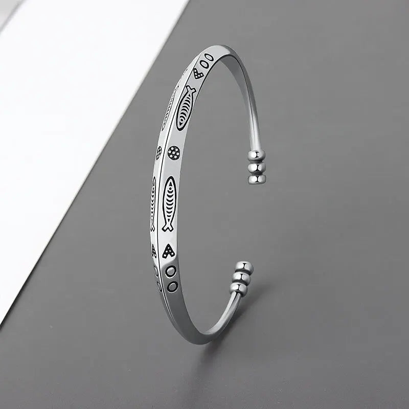 Silberfarbenes Feder-Manschettenarmband für Männer und Frauen, Vintage-verstellbares Armband, Armreif, Modeschmuck