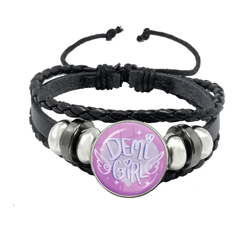 LGBT Schwarz Weave Leder Armband Bi Stolz Glas Cabochon Homosexuell Stolz Regenbogen Flagge Foto Armreif Schmuck Für Frauen Männer Liebhaber geschenk