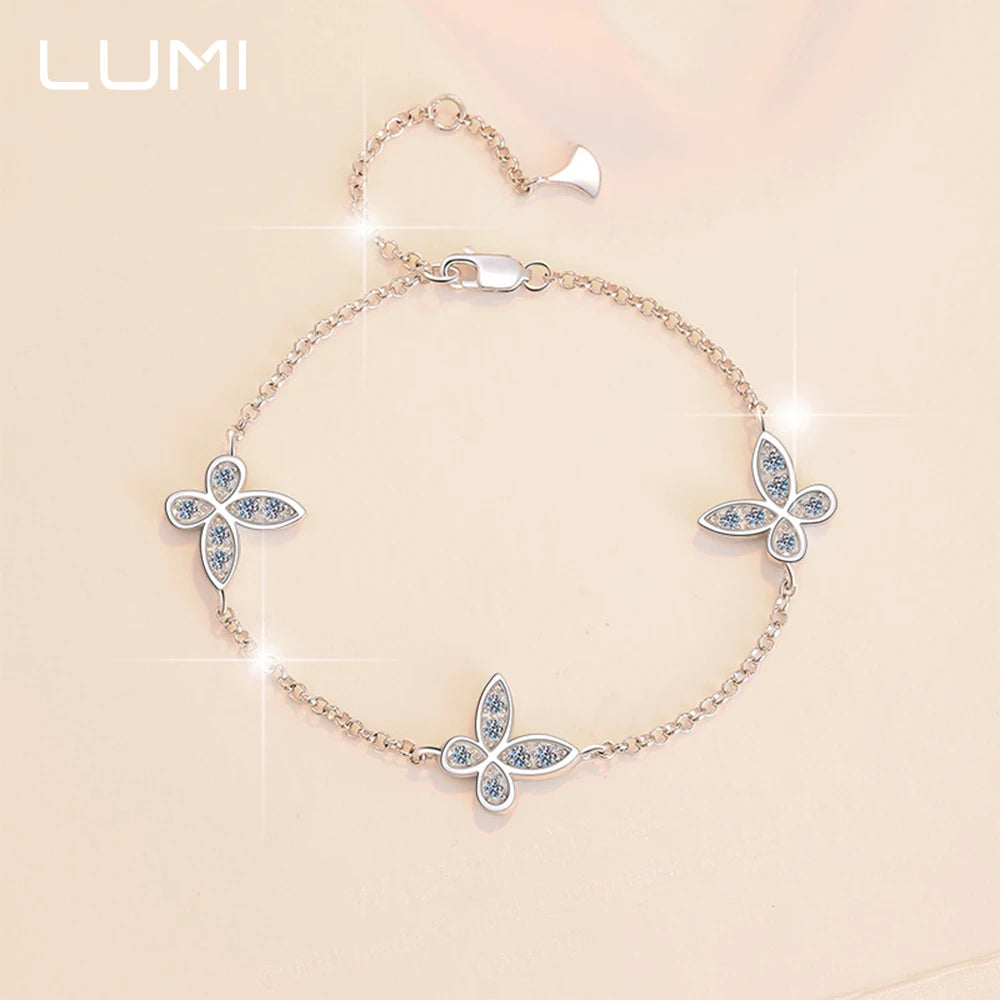D-Farbe VVS Moissanit Schmetterling 925er Sterlingsilber Armband – angepasste Kette Hochzeit Party Edlen Schmuck Jubiläumsgeschenk