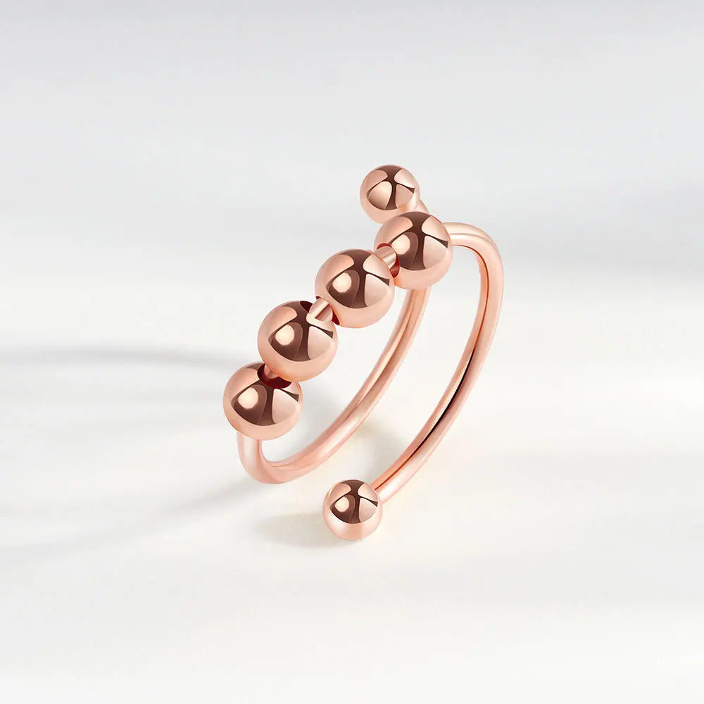 Stress Relief Runde Perlen Knuckle Ringe Für Frauen Frei Drehen Rotierenden Angst Fidget Spinner Twisted Ring Anillos Ajustables
