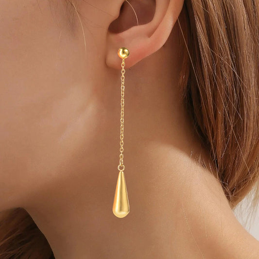 Edelstahl-Ohrringe, Tropfenmodelle, Kette, Anhänger, Ohrringe, Damen, exquisites Temperament, einfacher Schmuck, Bankett, elegant, passend