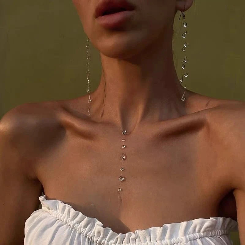 Handgefertigtes Tau-Regen-Ohrringe, Armband, Halskette, Schmuckset für Frauen, Teenager, Mädchen, Mutter, Kristall, Hochzeit, Party, Schmuck, Geschenke für Sie