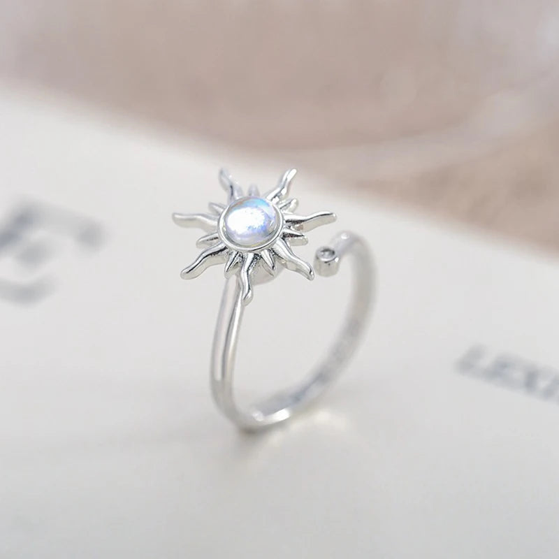 Titan Edelstahl Ring Für Frauen Drehen Rotierenden Angst Zappeln Einstellbare Ringe Silber Farbe Schmuck Schöne Blume Biene