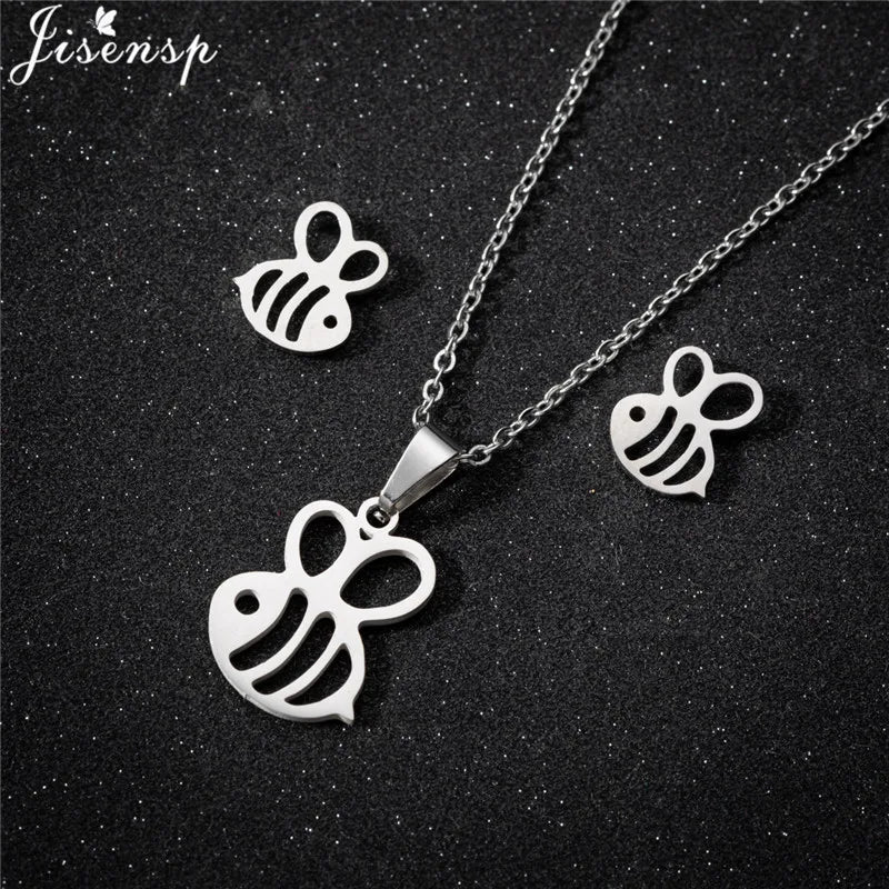 Edelstahl Kolibri Schmetterling Halskette Ohrringe Mode Kleine Vögel Schmuck Sets für Frauen Mädchen Valentinstag Geschenk