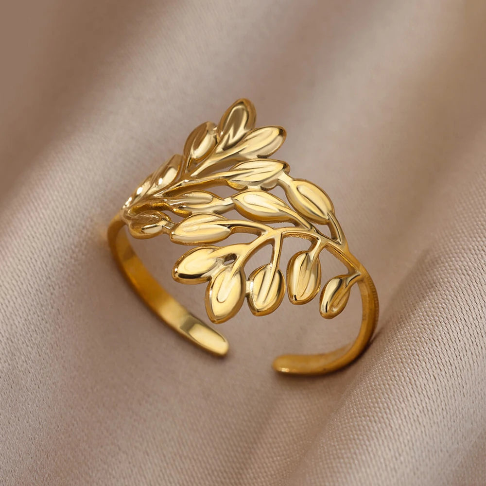 Edelstahl Ringe Für Frauen Männer Gold Farbe Hohl Weit Offenen Ring Weiblich Männlich Mode Hochzeit Party Finger Schmuck Geschenk 2024