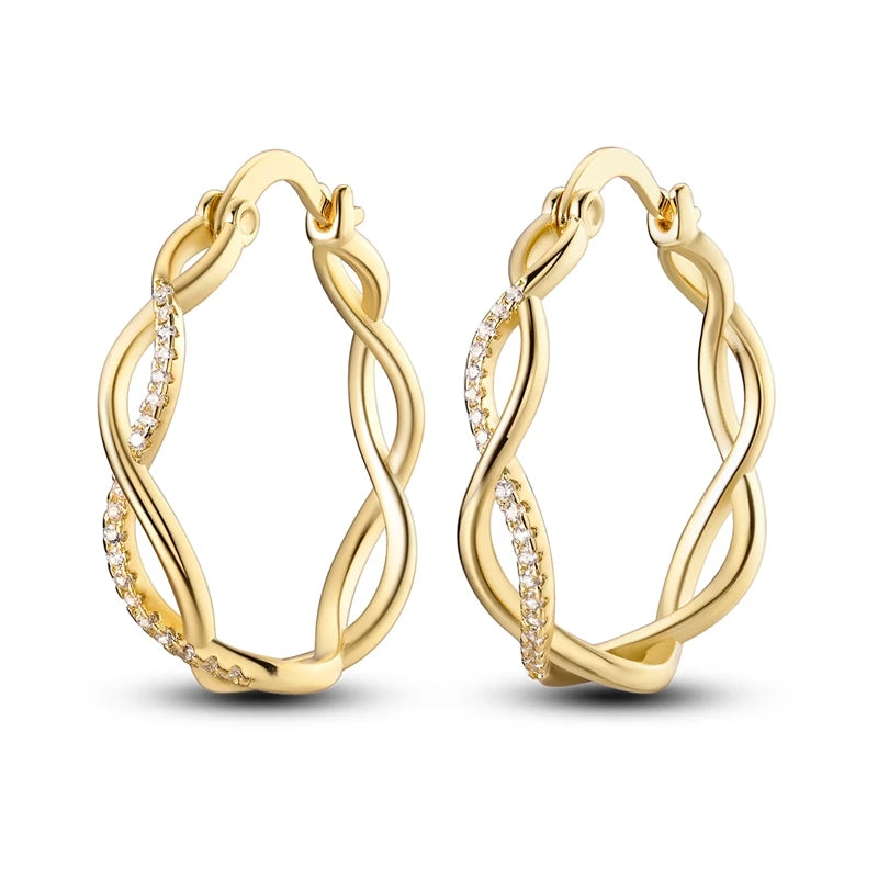 Original 925er Sterlingsilber, buntes Gold, Roségold, große Creolen für Frauen, Kollokation, Hochzeit, für Frau, Freundin, Geschenk