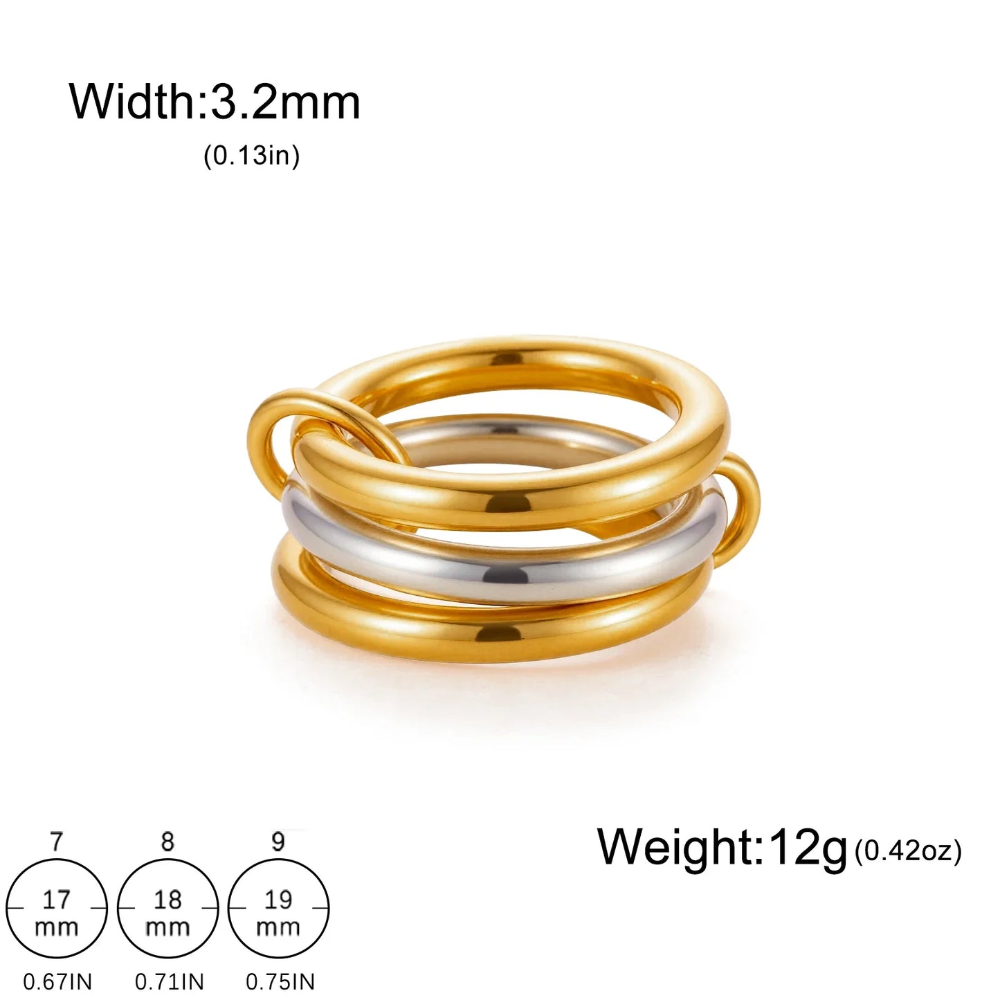 Teamer Frauen Mehrere Schichten Ringe Edelstahl Gold Farbe Klar Zirkon Finger Ring Minimalistischen Mode Schmuck Geschenk Großhandel