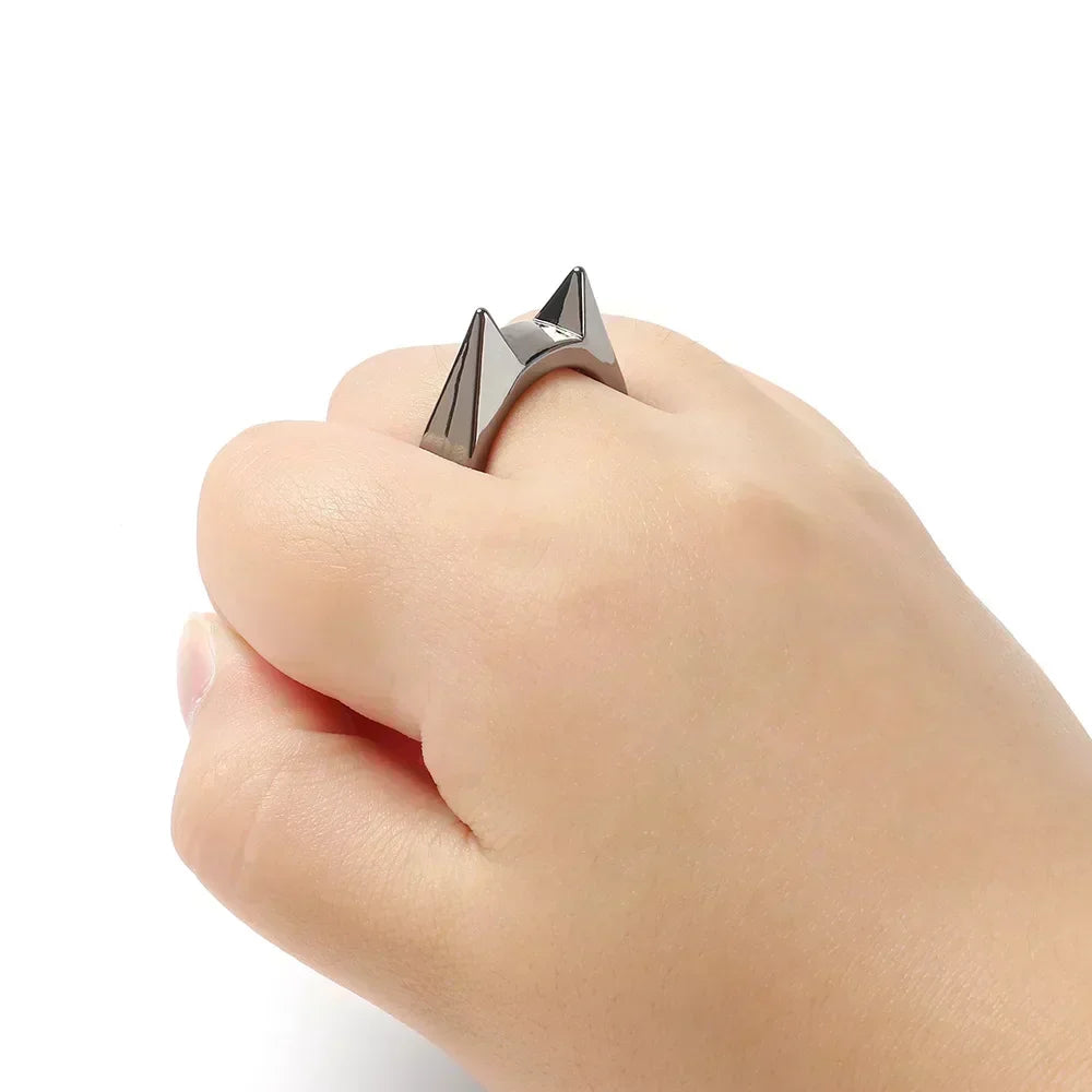 Gothic Survival Selbstverteidigungsringe für Frauen Mann Metall Multifunktionale Knuckle Katzenohrform Angriffsringe Freundinnen Geschenk