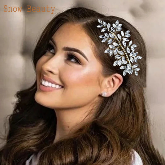 A499 Silber Gold Farbe Haar Kamm Kristall Hochzeit Kopf Stück Braut Kopfbedeckungen Frauen Haar Zubehör Party Pin Clip Prom Stirnband