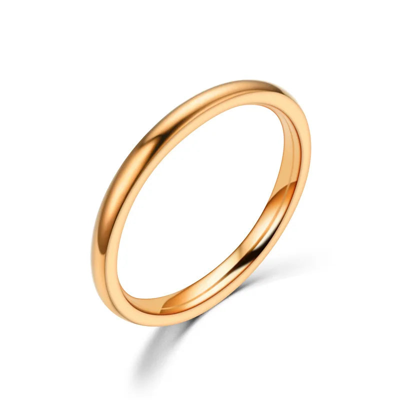 2 mm dünne Edelstahlringe, Roségold, modische, einfache Titanstahlringe für Frauen und Mädchen, Geschenke
