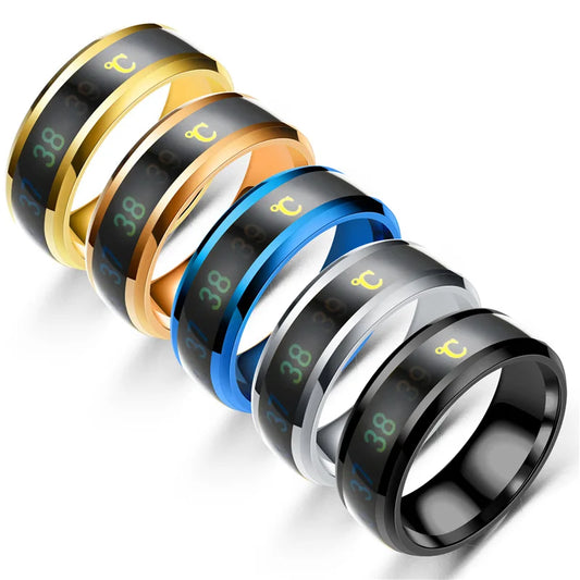 Mode Smart Induktion Temperatur Paar Ring Display EKG Temperatur Liebhaber Ringe Schmuck für Männer Frauen Zubehör Geschenke