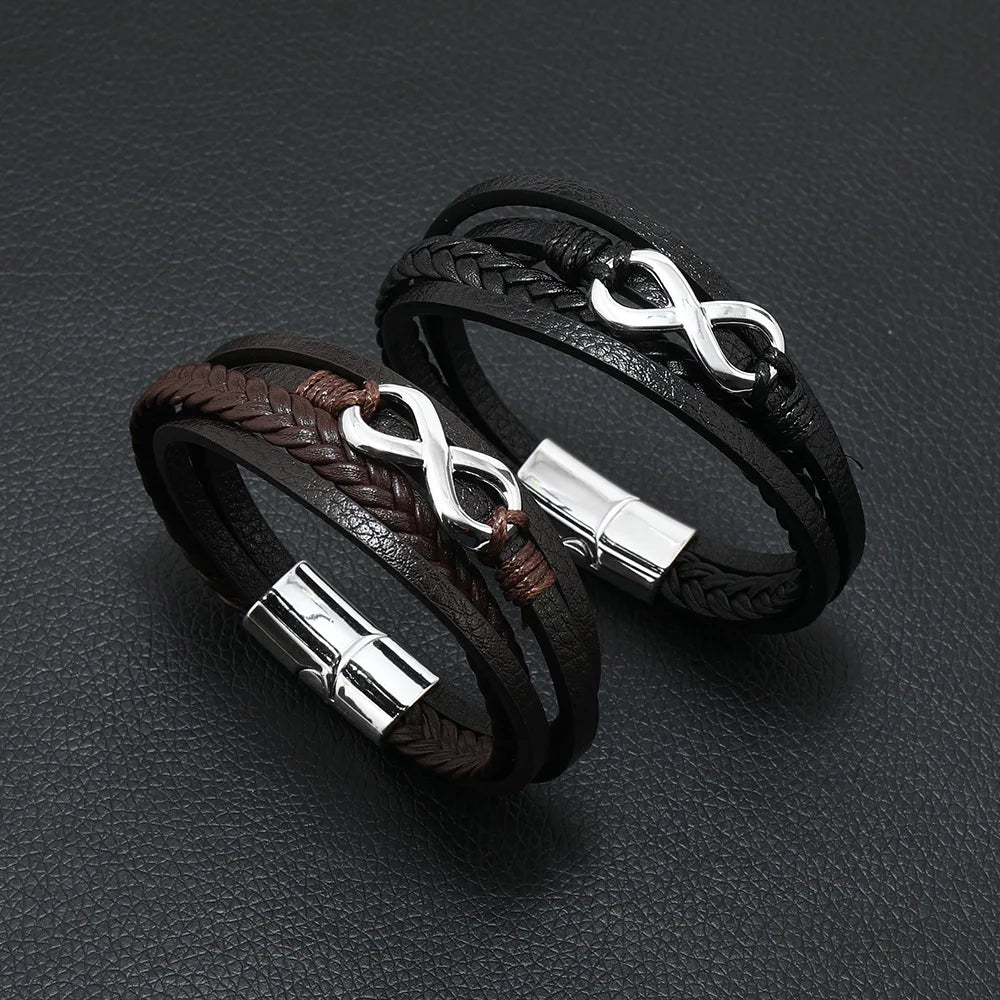 Mode Punk Leder Armband Für Männer Edelstahl Armband Multilayer Geflochtenen Seil Männliche Armband Liebhaber Geschenk