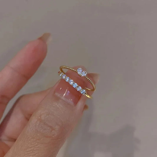 Neue Mode Gold Silber Farbe Herz Ringe Set für Frauen Mädchen Luxus Zirkonia Twist Hochzeit Ring Mode Schmuck Geschenke